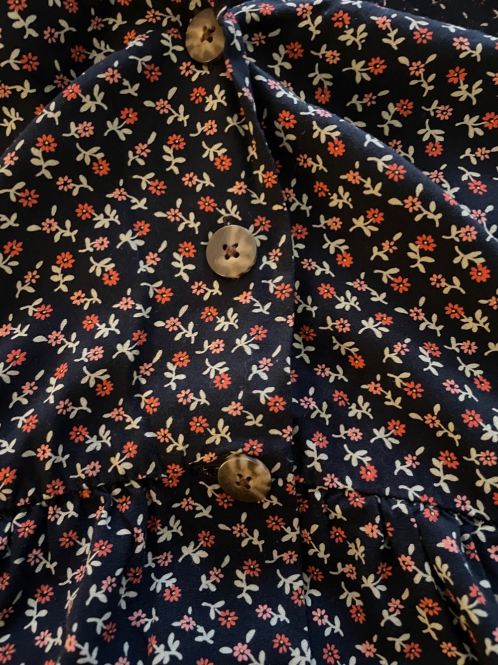 Madewell Navy Blue Floral Button-Front Midi Dress - Picture 3 of 4